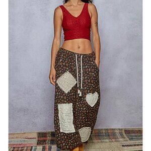 POL Heartstitch Patchwork Wide Leg Pants NEW Size Large